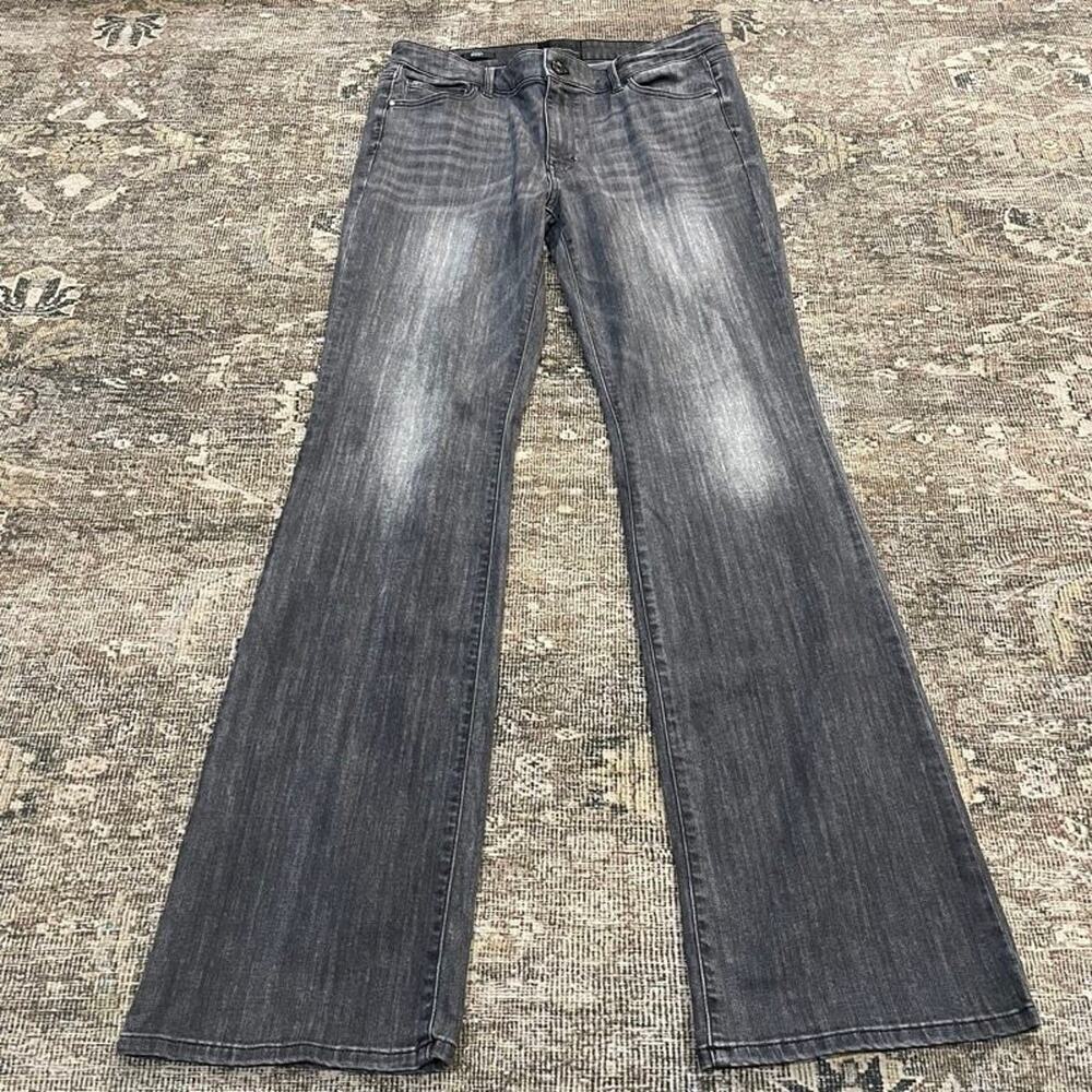 White House Black Market Mid Rise Boot Cut Jeans Gray Faded Size 14 Long